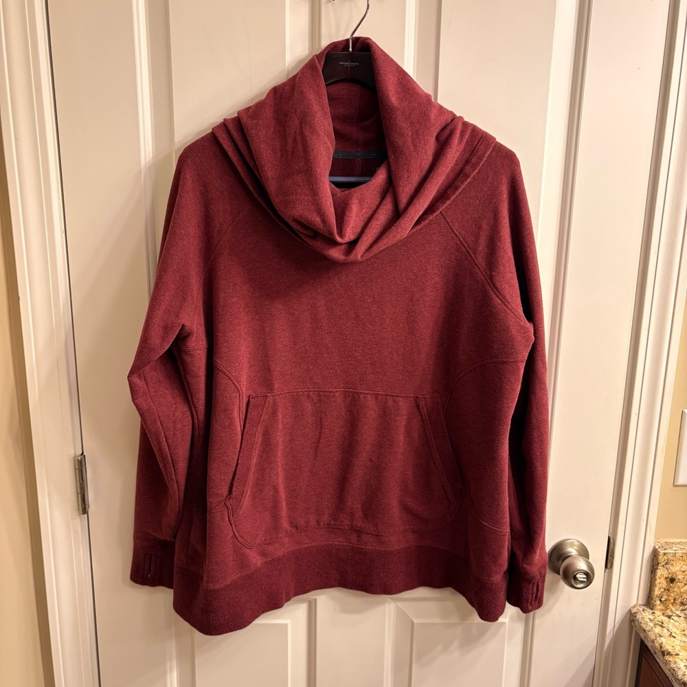 L.L. Bean Women's Cowl Neck Sweatshirt in Burgundy Heather 1X